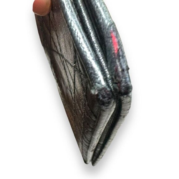 Vintage Christian Dior Lady Dior Black Leather Quilted Long Wallet 7.5 x 3.75 - Picture 9 of 11